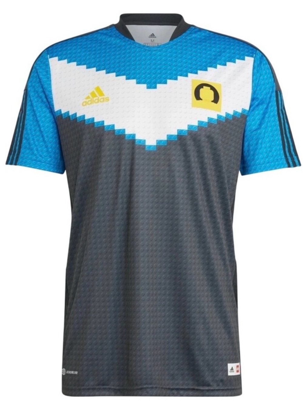 Adidas x LEGO Soccer Jersey Gray Blue Pixels Training Shirt FIFA World Cup 2XL
